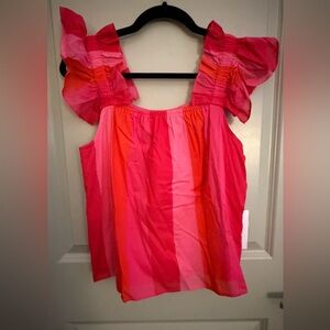 NWT J.Marie Pink and Orange Striped Top & Shorts Set | Size Small